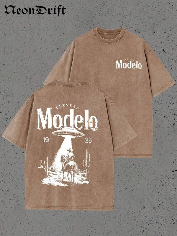 Y2K، رائع، UFO، رياضة خارجية، شوارع حديثة، قميص رجالي عصري من القطن الخالص المغسول بطريقة عتيقة.