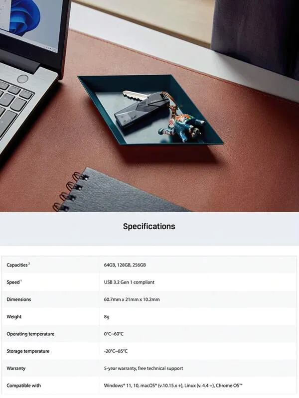 محرك أقراص فلاش USB 3.2 كبير السعة من Kingston بسعة 64 جيجابايت/128 جيجابايت/256 جيجابايت للسيارة والأغاني والكمبيوتر