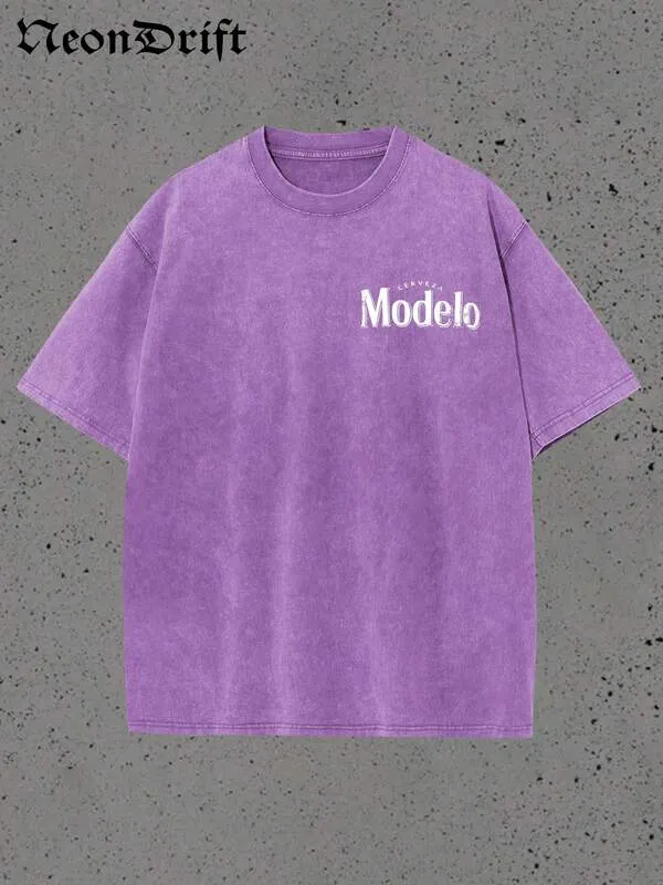 Y2K، رائع، UFO، رياضة خارجية، شوارع حديثة، قميص رجالي عصري من القطن الخالص المغسول بطريقة عتيقة.