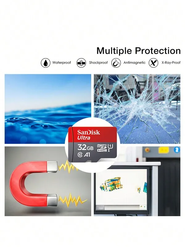 بطاقة ذاكرة SanDisk Micro SD من الفئة 10 MicroSD بسعة 32 جيجابايت و64 جيجابايت و128 جيجابايت و256 جيجابايت و512 جيجابايت A1 Flash Micro SD بسرعة 100 ميجابايت/ثانية وبطاقات TF