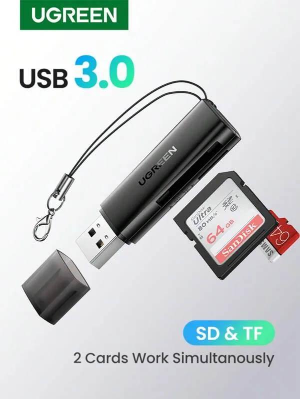 قارئ بطاقات يوجرين USB 3.0 إلى SD Micro SD TF محول بطاقة الذاكرة لملحقات الكمبيوتر المحمول قارئ بطاقات ذكية متعددة