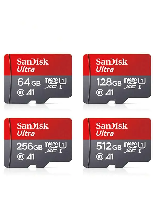بطاقة ذاكرة SanDisk Micro SD من الفئة 10 MicroSD بسعة 32 جيجابايت و64 جيجابايت و128 جيجابايت و256 جيجابايت و512 جيجابايت A1 Flash Micro SD بسرعة 100 ميجابايت/ثانية وبطاقات TF