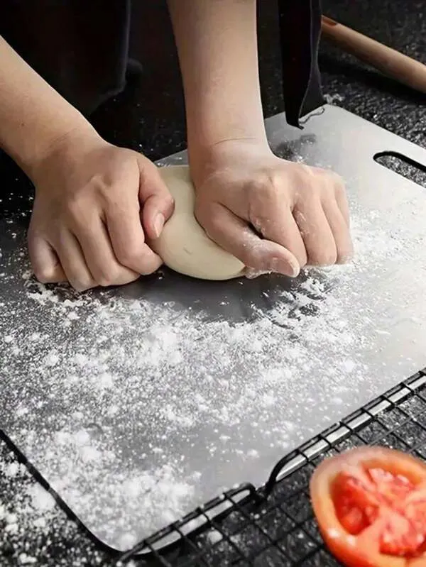 لوح تقطيع من التيتانيوم، ألواح تقطيع من التيتانيوم للمطبخ، لوح تقطيع من الفولاذ المقاوم للصدأ 304 للحوم والفواكه والخضروات - صغير