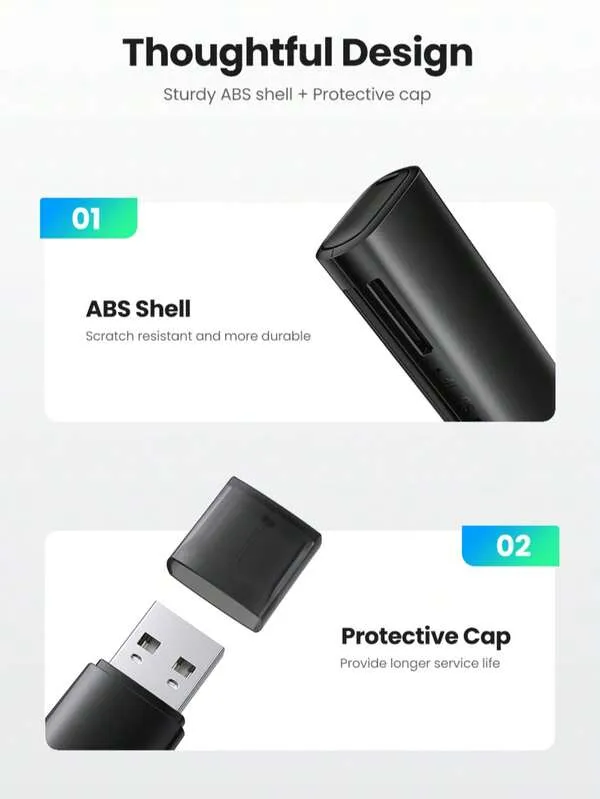 قارئ بطاقات يوجرين USB 3.0 إلى SD Micro SD TF محول بطاقة الذاكرة لملحقات الكمبيوتر المحمول قارئ بطاقات ذكية متعددة