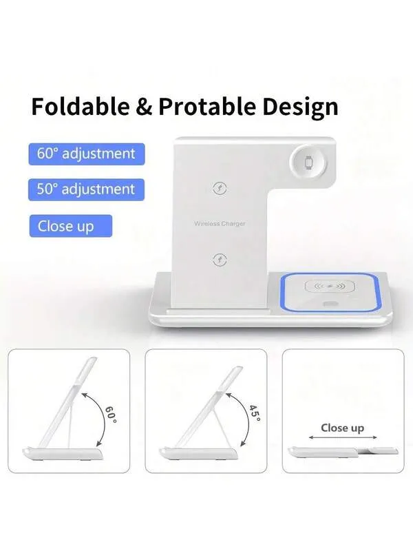 قاعدة شحن لاسلكية 3 في 1، قاعدة شحن سريعة قياسية بقوة 15 وات، مناسبة لأجهزة iPhone 16 15 14 13 12 11 X 8 Pro Max/Pro/Mini/Plus، ولساعة Apple Watch Ultra 9/8 7/6/5/4/3/2، ولسماعات AirPod 4/3/2/Pro