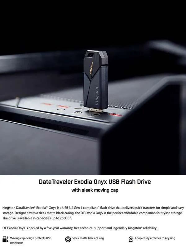 محرك أقراص فلاش USB 3.2 كبير السعة من Kingston بسعة 64 جيجابايت/128 جيجابايت/256 جيجابايت للسيارة والأغاني والكمبيوتر