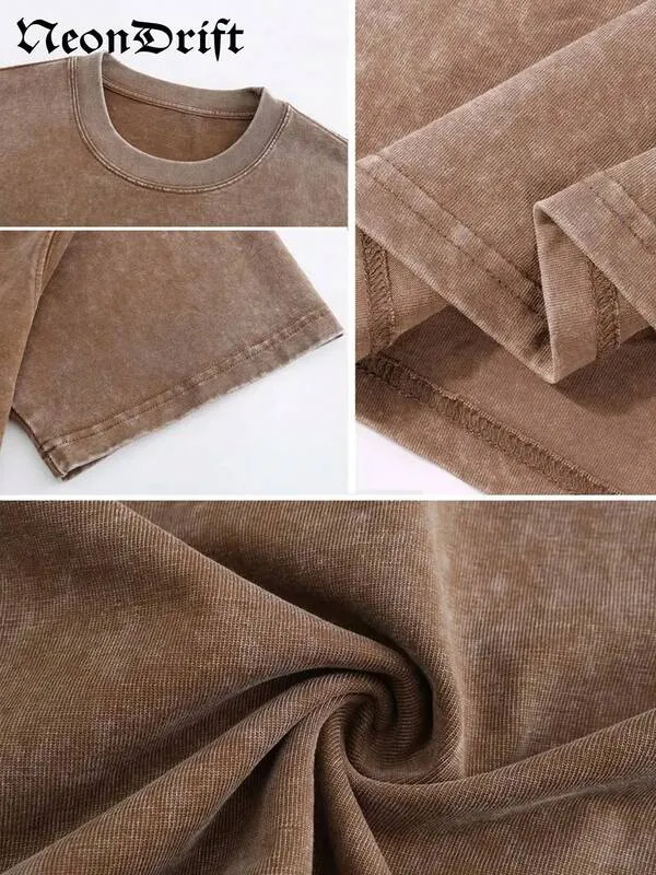 Y2K، رائع، UFO، رياضة خارجية، شوارع حديثة، قميص رجالي عصري من القطن الخالص المغسول بطريقة عتيقة.